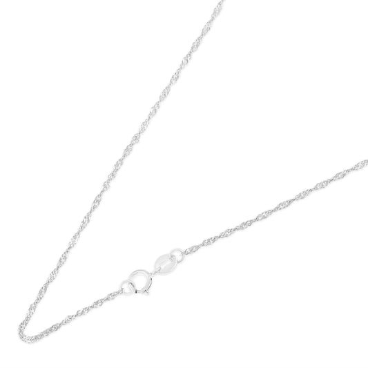 14K White Gold 1.2mm Singapore Chain Necklace with Spring Ring Clasp