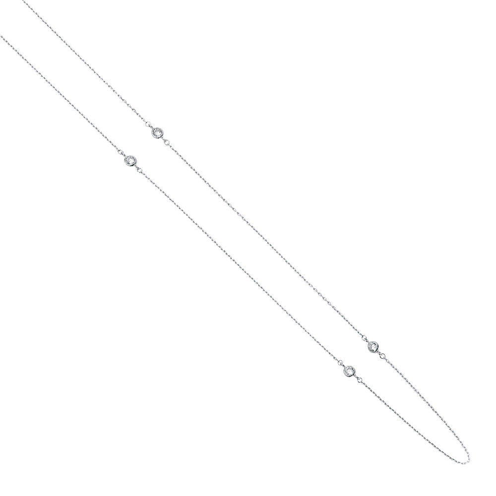 14K Yellow Gold OR White Gold Dainty Layered CZ Bazel Long Chain by the Yard Necklace - 17'