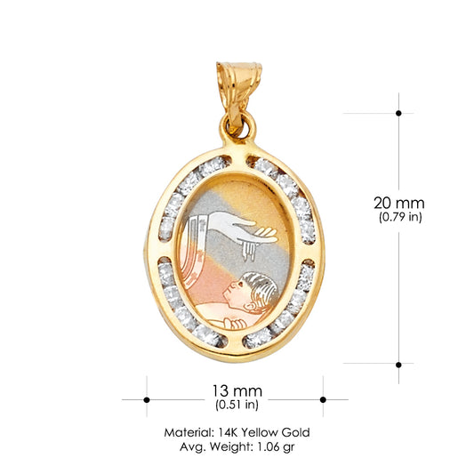 14K Yellow Gold Baptism CZ Pendant