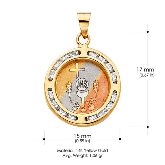 14K Yellow Gold Communion CZ Pendant
