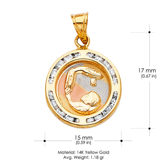 14K Yellow Gold Baptism CZ Pendant
