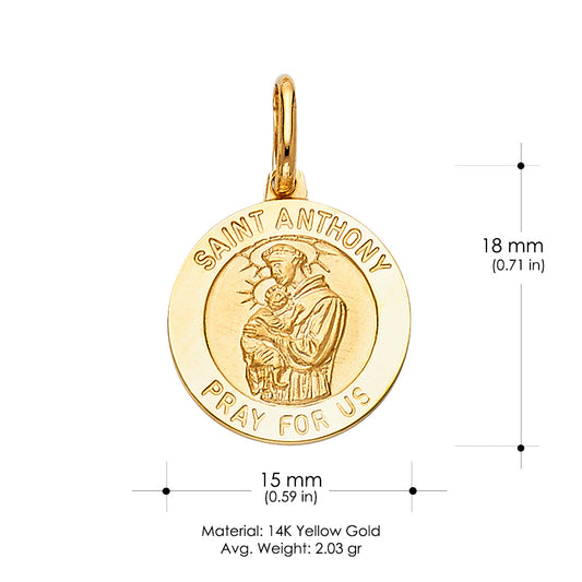 14K Gold St. Anthony Pray For Us Pendant