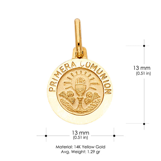 14K Gold Holy Primera Communion Pendant