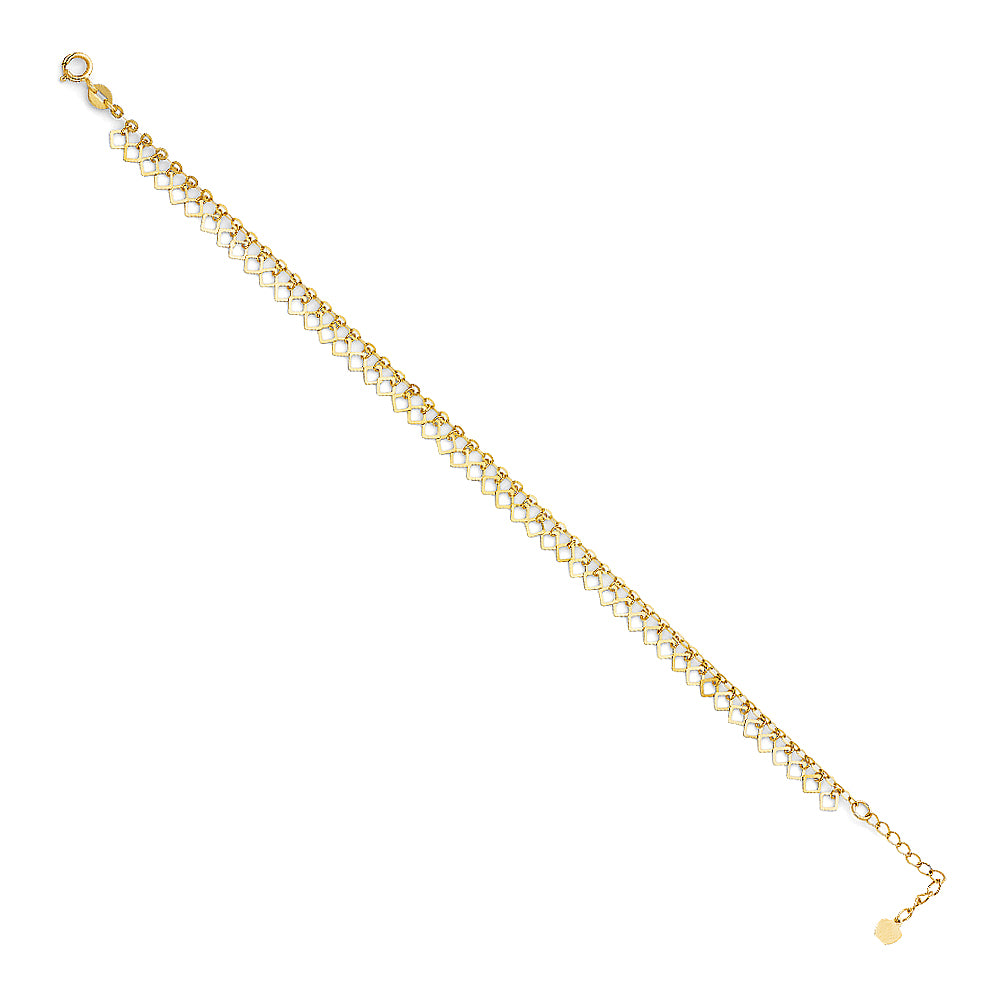 14K Yellow Solid Gold Light Bracelet - 7+1'