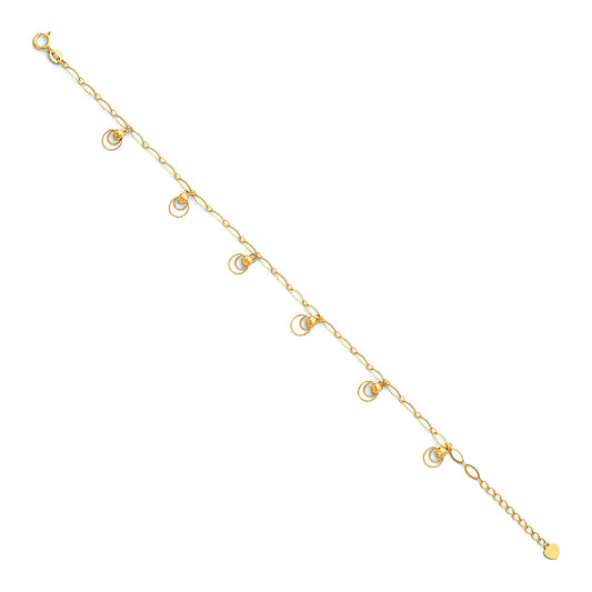 14K Yellow Solid Gold Light Bracelet - 7+1'