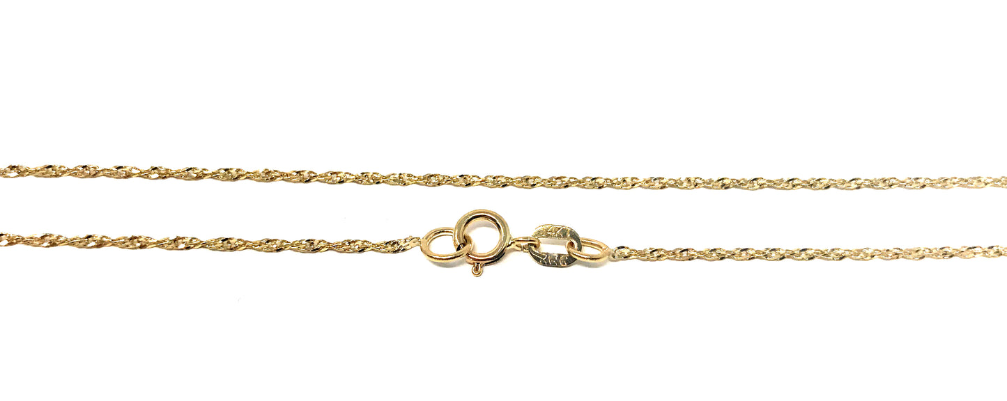 14K Gold  0.9mm Singapore Chain Necklace with Spring Ring Clasp