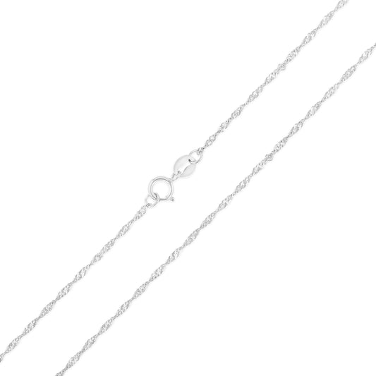 14K White Gold 1.2mm Singapore Chain Necklace with Spring Ring Clasp