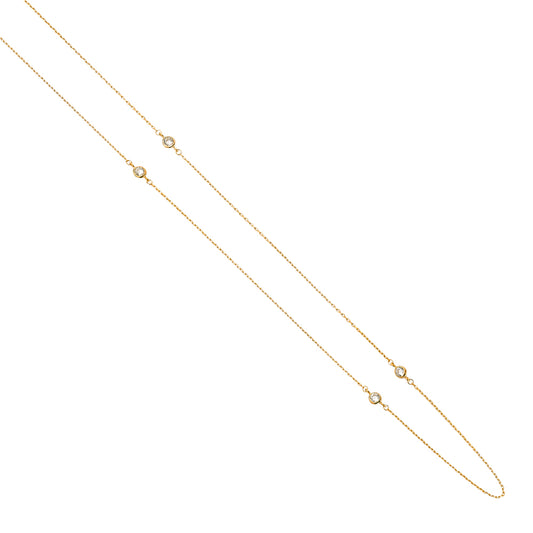 14K Yellow Gold OR White Gold Dainty Layered CZ Bazel Long Chain by the Yard Necklace - 17'