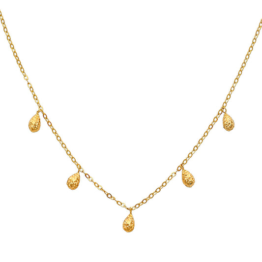 14K Yellow OR White Gold Necklace With Round Drops - 17+1'