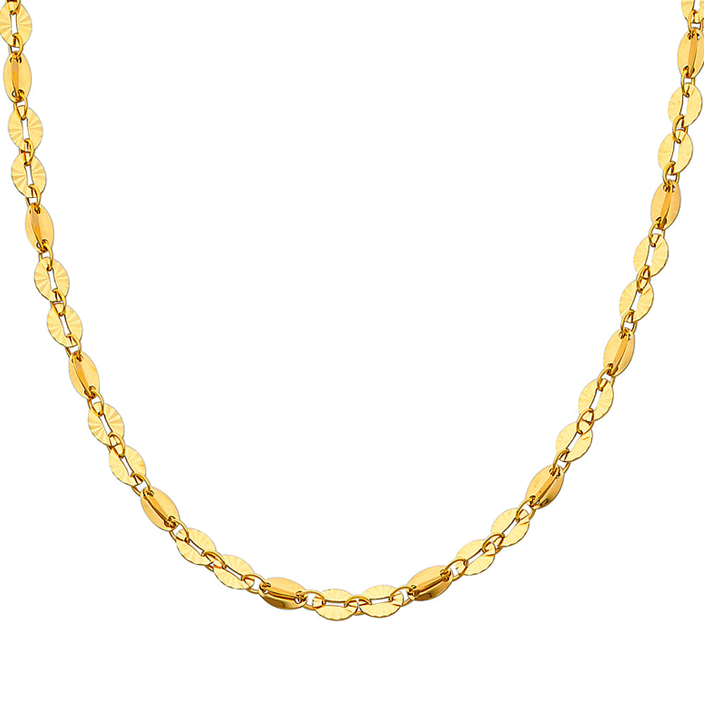 14K Yellow Gold Link Flat Necklace - 17+1'