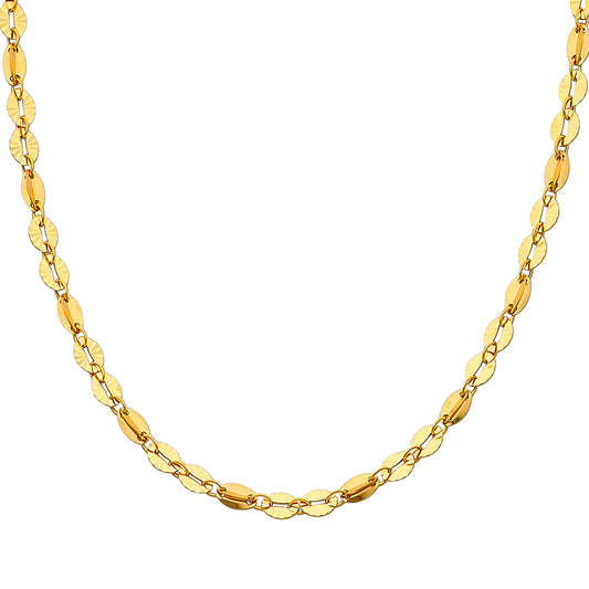 14K Yellow Gold Link Flat Necklace - 17+1'