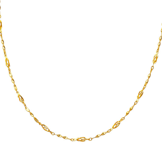 14K Yellow Gold Fancy Twisted Link Necklace - 17+1'