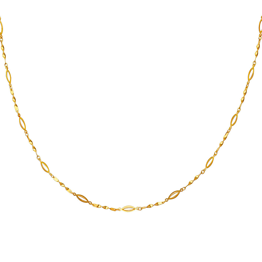 14K Yellow Gold Twisted Link Necklace - 17+1'