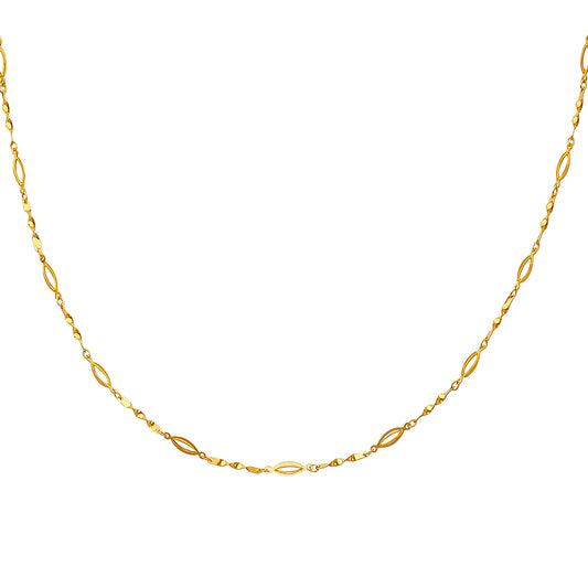 14K Yellow Gold Twisted Link Necklace - 17+1'