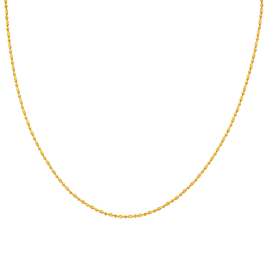 14K Yellow Gold Fancy Beaded Necklace - 17+1'