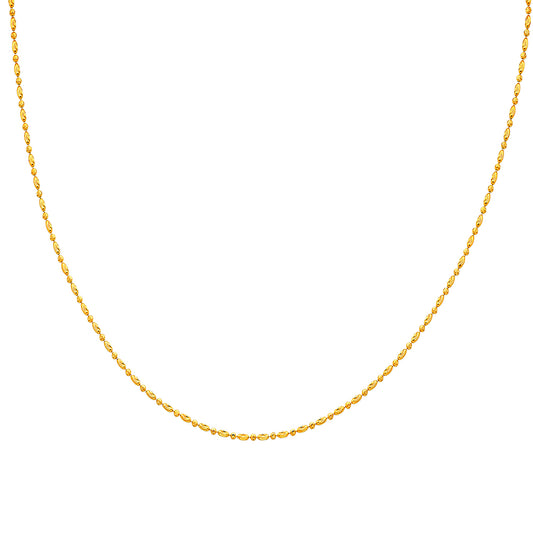 14K Yellow Gold Fancy Beaded Necklace - 17+1'