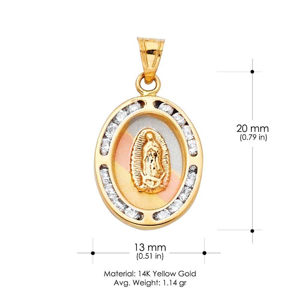 14K Yellow Gold Guadalupe CZ Pendant