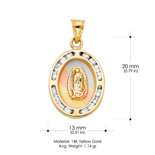14K Yellow Gold Guadalupe CZ Pendant