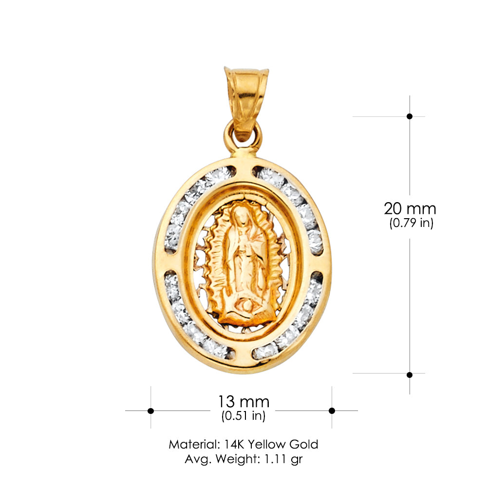 14K Yellow Gold Guadalupe CZ Pendant