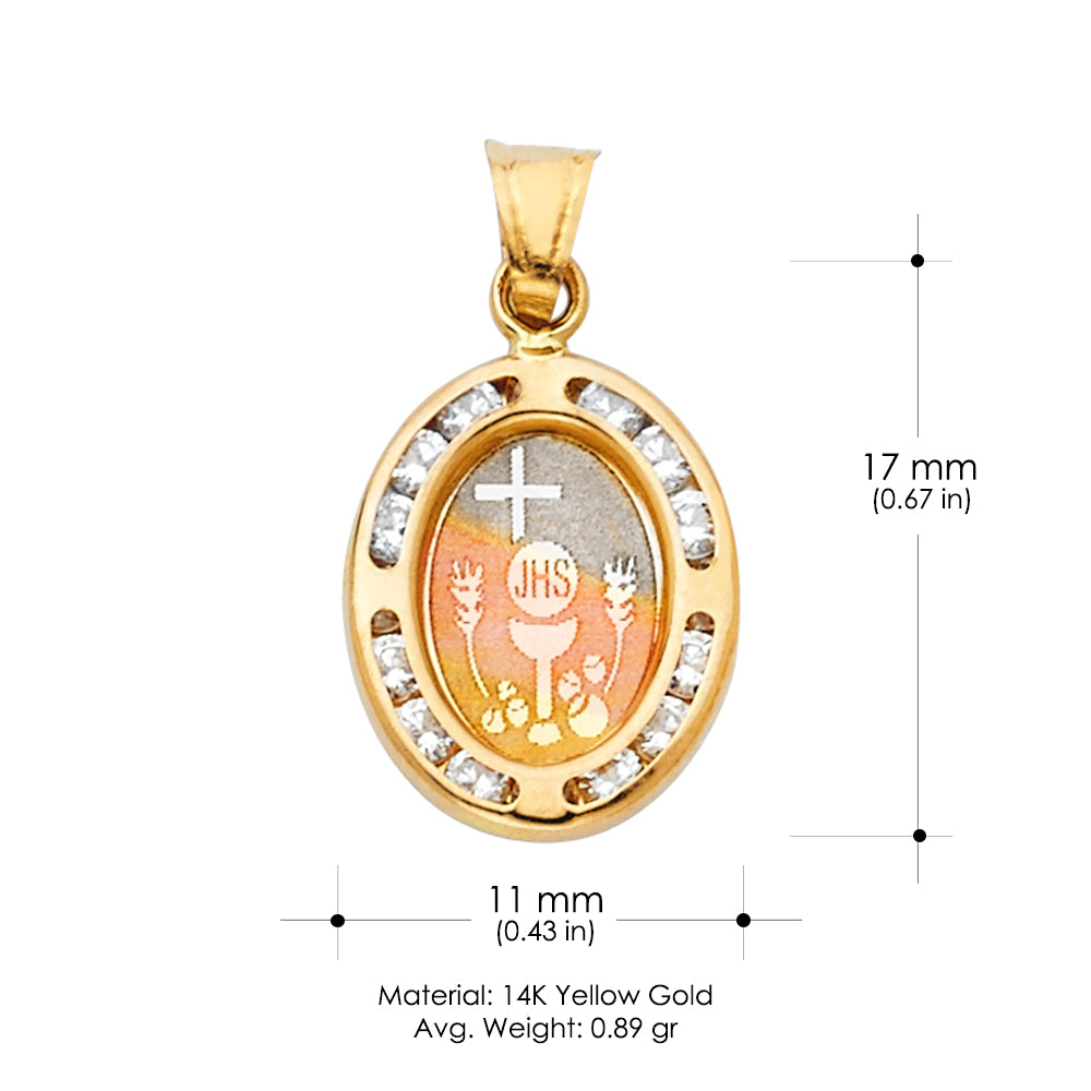 14K Yellow Gold Communion CZ Pendant