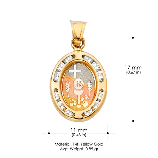 14K Yellow Gold Communion CZ Pendant