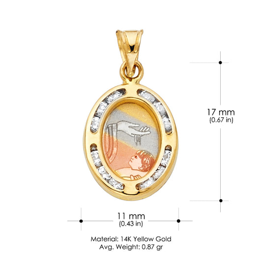14K Yellow Gold Baptism CZ Pendant
