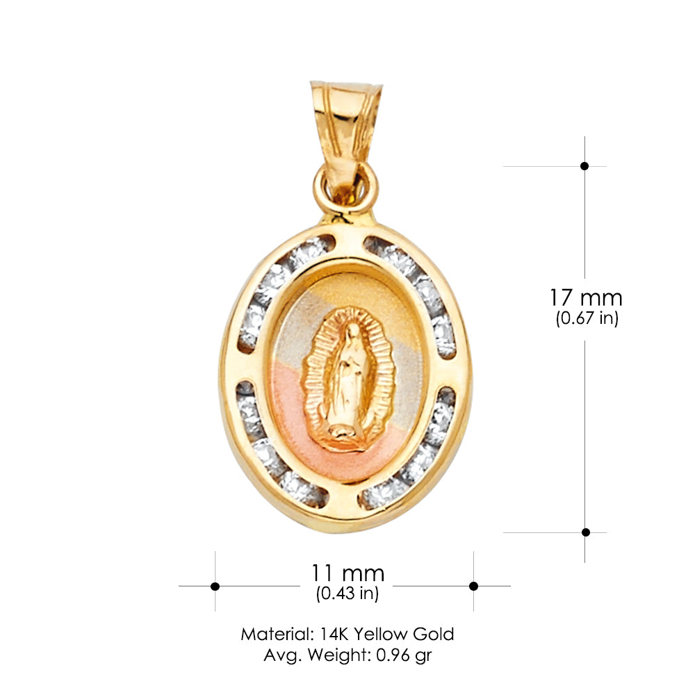14K Yellow Gold Guadalupe CZ Pendant