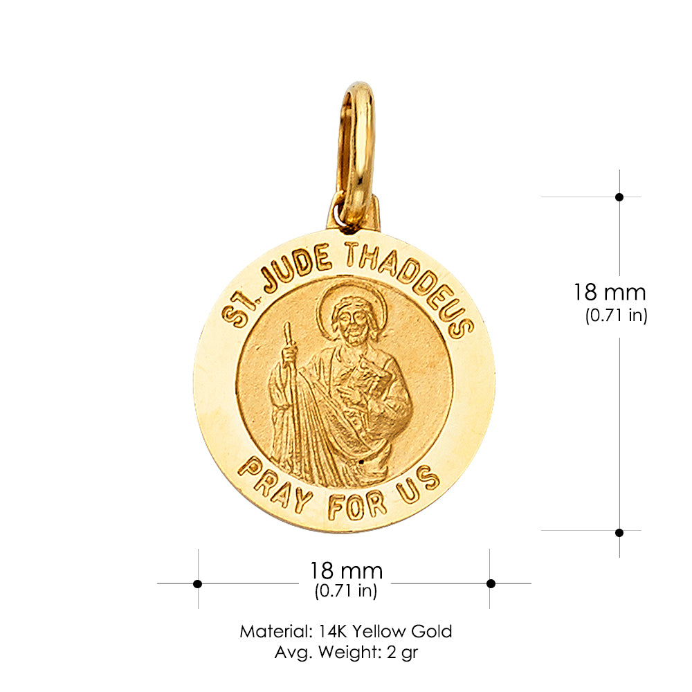 14K Gold St. Jude Thaddeus Pray For Us Pendant