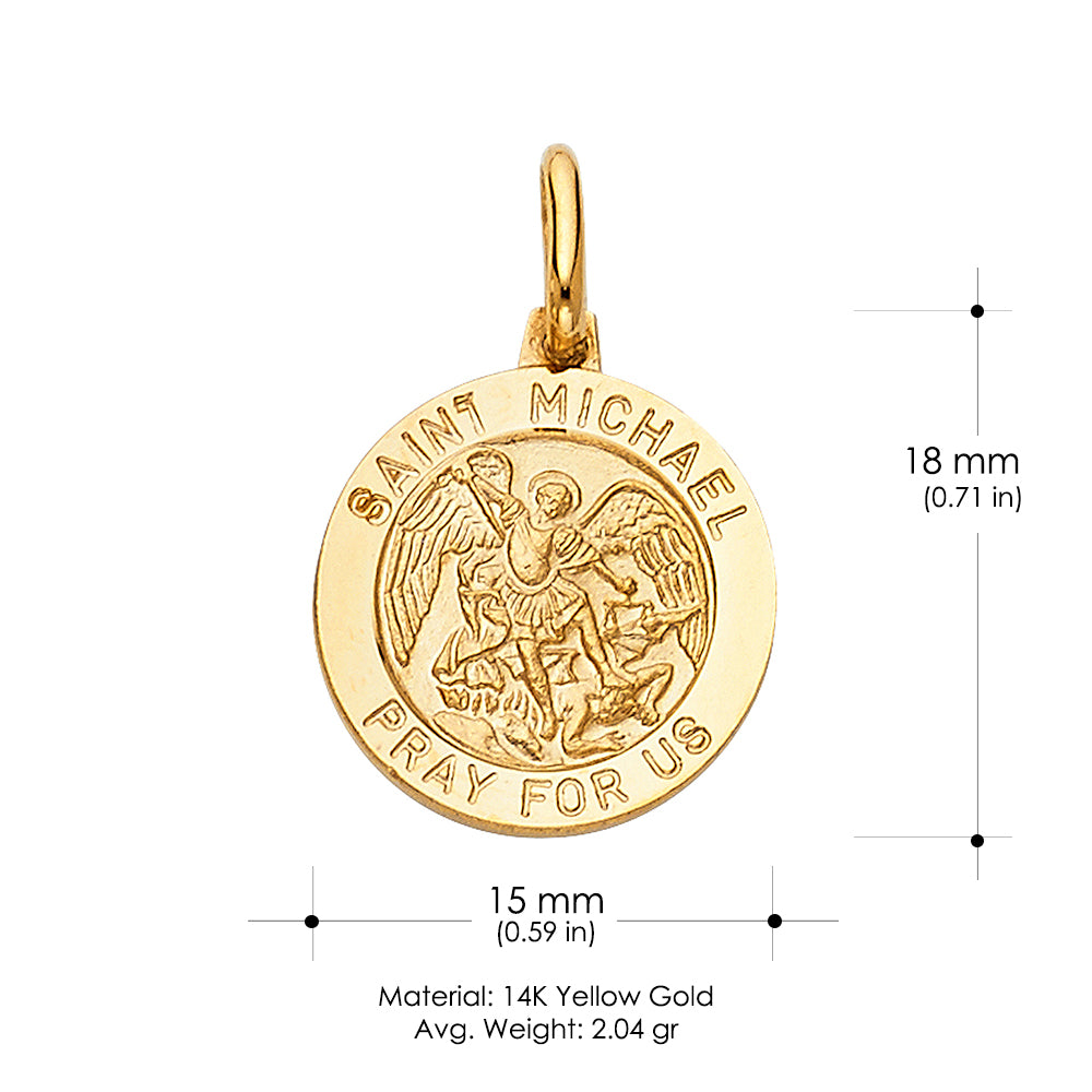 14K Gold St. Michael Pray For Us Pendant