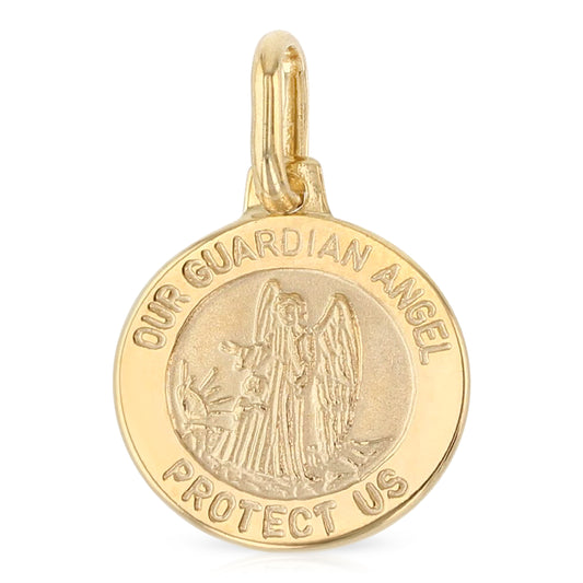14K Gold Guardian Angel Protect Us Pendant