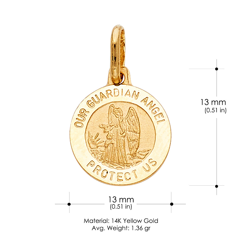 14K Gold Guardian Angel Protect Us Pendant