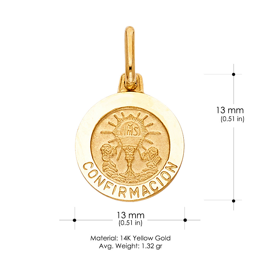 14K Gold Holy Communion Confirmacion Pendant