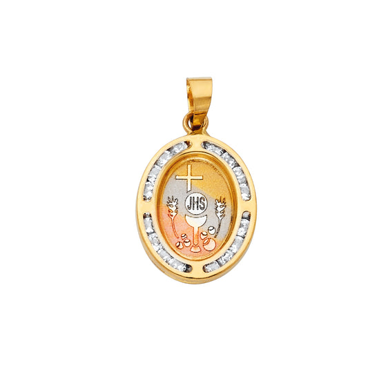 14K Yellow Gold Communion CZ Pendant