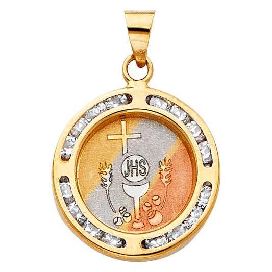 14K Yellow Gold Communion CZ Pendant