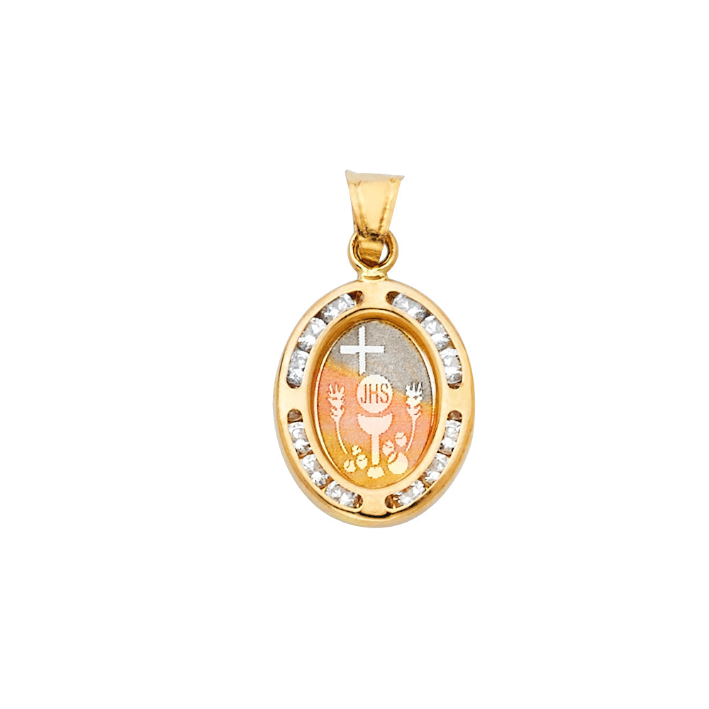 14K Yellow Gold Communion CZ Pendant