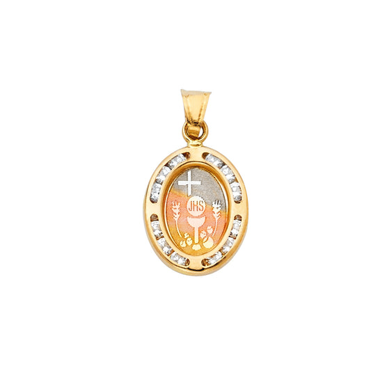 14K Yellow Gold Communion CZ Pendant