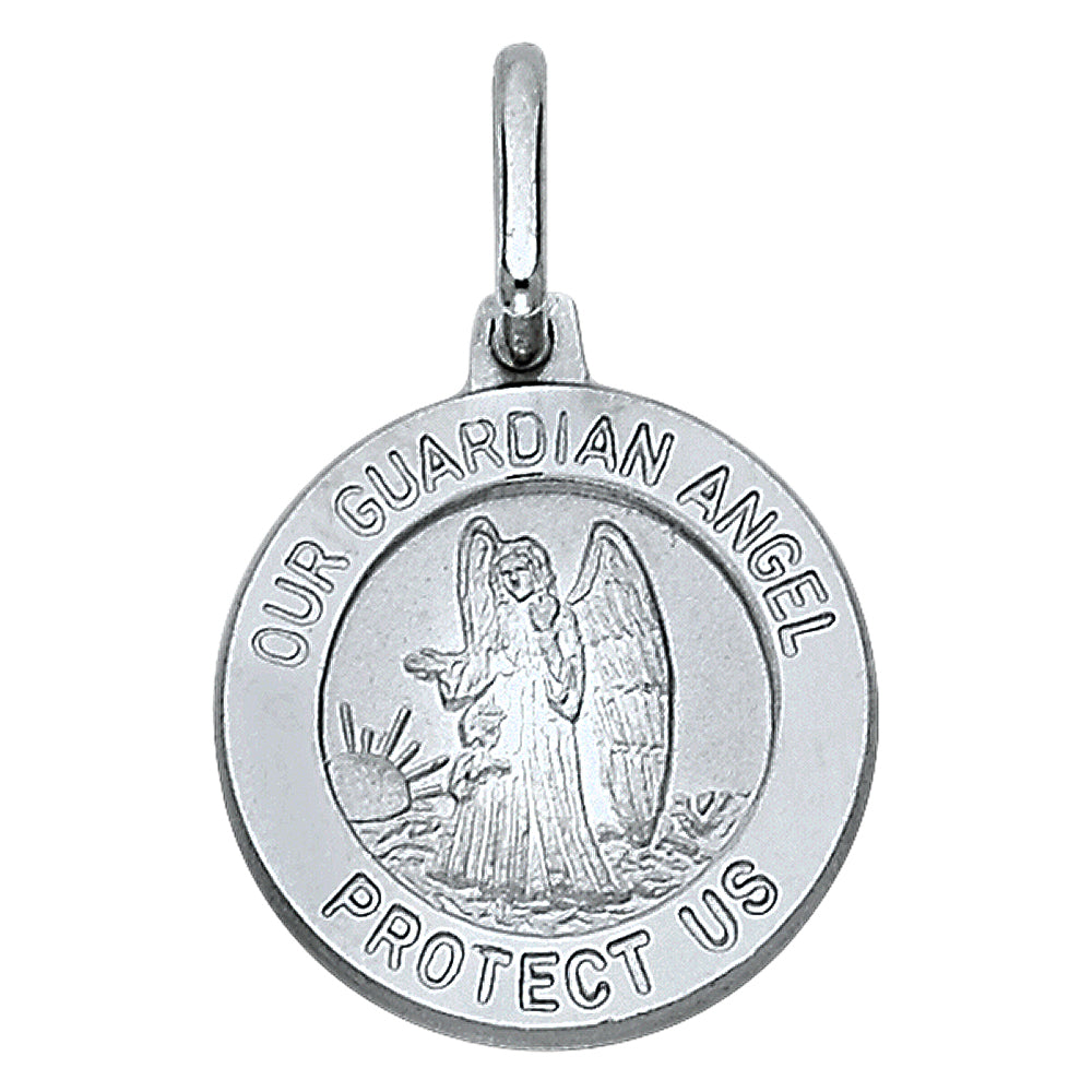 14K Gold Our Guardian Angel Protect Us Pendant